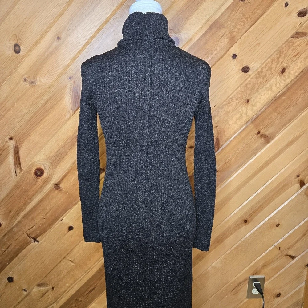 Vtg ARBE Imports 100%‎ Metallic Full Length Turtle Neck Dress Womens 10 Stretch